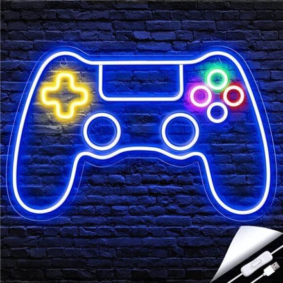 Gamer Neon LED Sign Game Controller Room Decor Gaming Console System Retro NEW